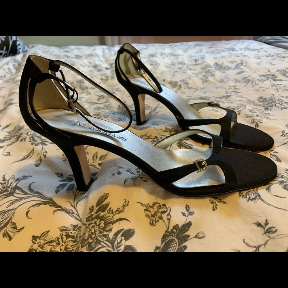 Sexy black fabric dressy sandals
